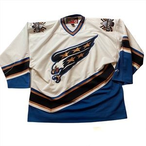 Vintage NHL Washington Capitals Jersey Mens XL White Pro Player 2001-2002